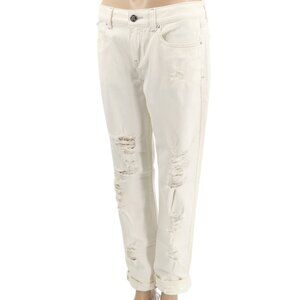 Karl Lagerfeld Women's White Distressed Cuffed Jeans - Retail $250 - NWOT